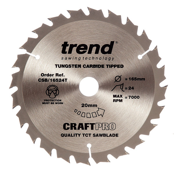 Trend CSB/16524T 165mm(6 1/2") 20B 24T CRAFT SAW BLADE