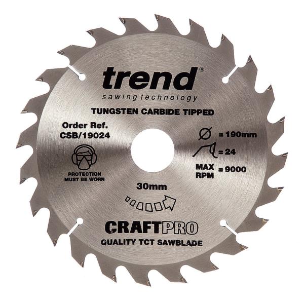 Trend CSB/19024 190mm(7 1/2") 30B 24T CRAFT SAW BLADE