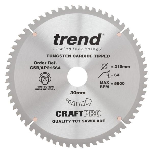 Trend CSB/AP21564 215mm(8 1/2") 30B 64T CRAFT SAW BLADE