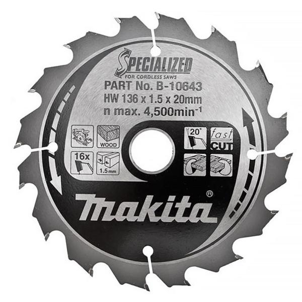 Makita B-10643 136mm(5 3/8") 20B 16T C/SAW BLADE