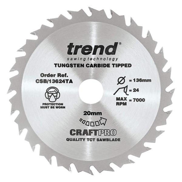 Trend CSB/13624TA 136mm(5 3/8") 20B 24T CRAFT SAW BLADE