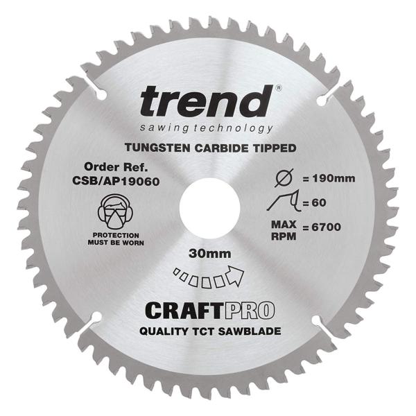 Trend CSB/AP19060 190mm(7 1/2") 30B 60T CRAFT SAW BLADE