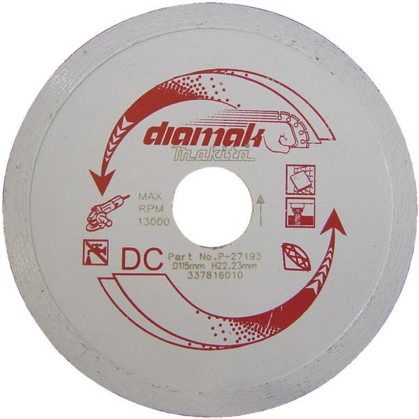 Makita D-61189 115mm(4 1/2 inch) 22.23 bore continuous diamond blade to fit 115mm Makita angle grinders.