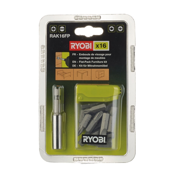 Ryobi RAK16FP 16 Piece 'Flat Pack Furniture' Screwdriver Bit Set